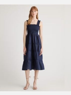 Quince 100% Linen Smocked Dress